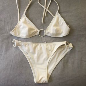 Solid and striped white Bikini